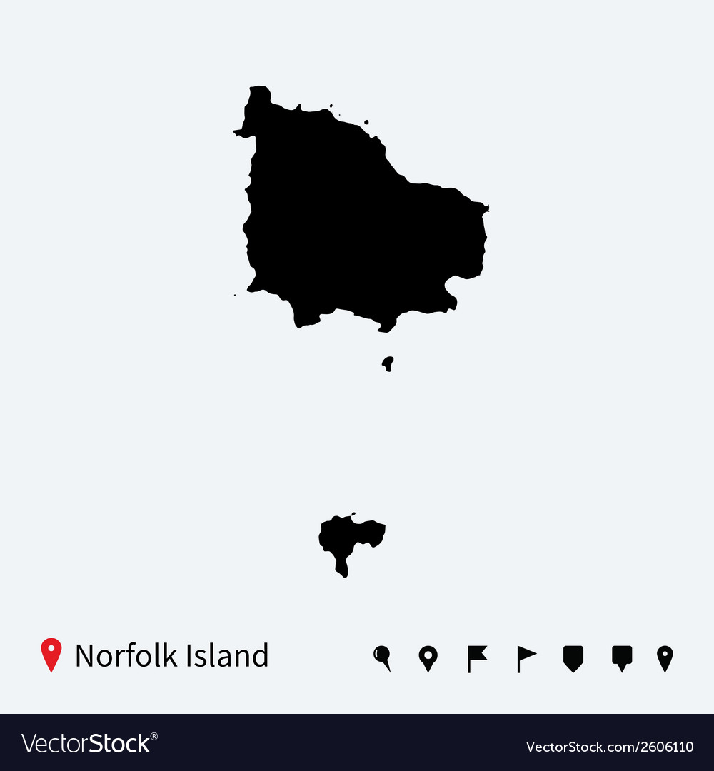 High detailed map norfolk island Royalty Free Vector Image