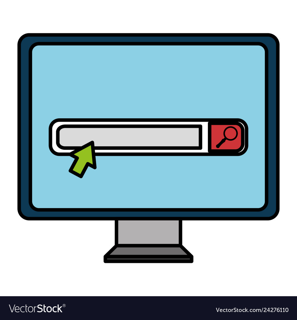Monitor computer with search bar vector image Monitor computer with search bar