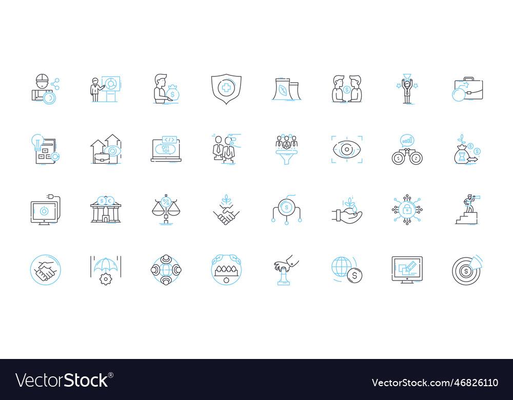 Online banking linear icons set security
