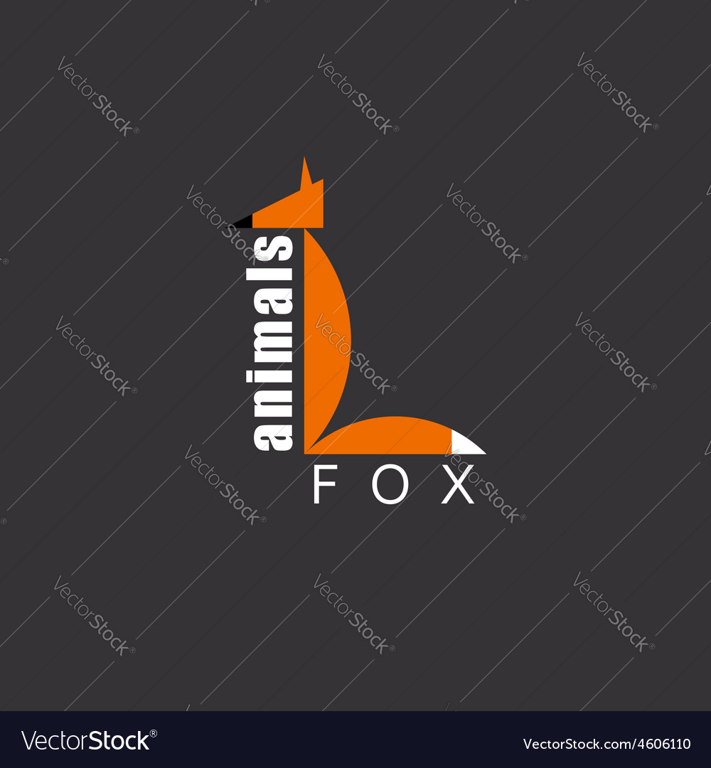 Orange fox in the figure letter l animal logo zoo