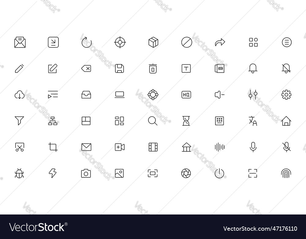 Pixel perfect basic user interface essential set vector image Pixel perfect basic user interface essential set