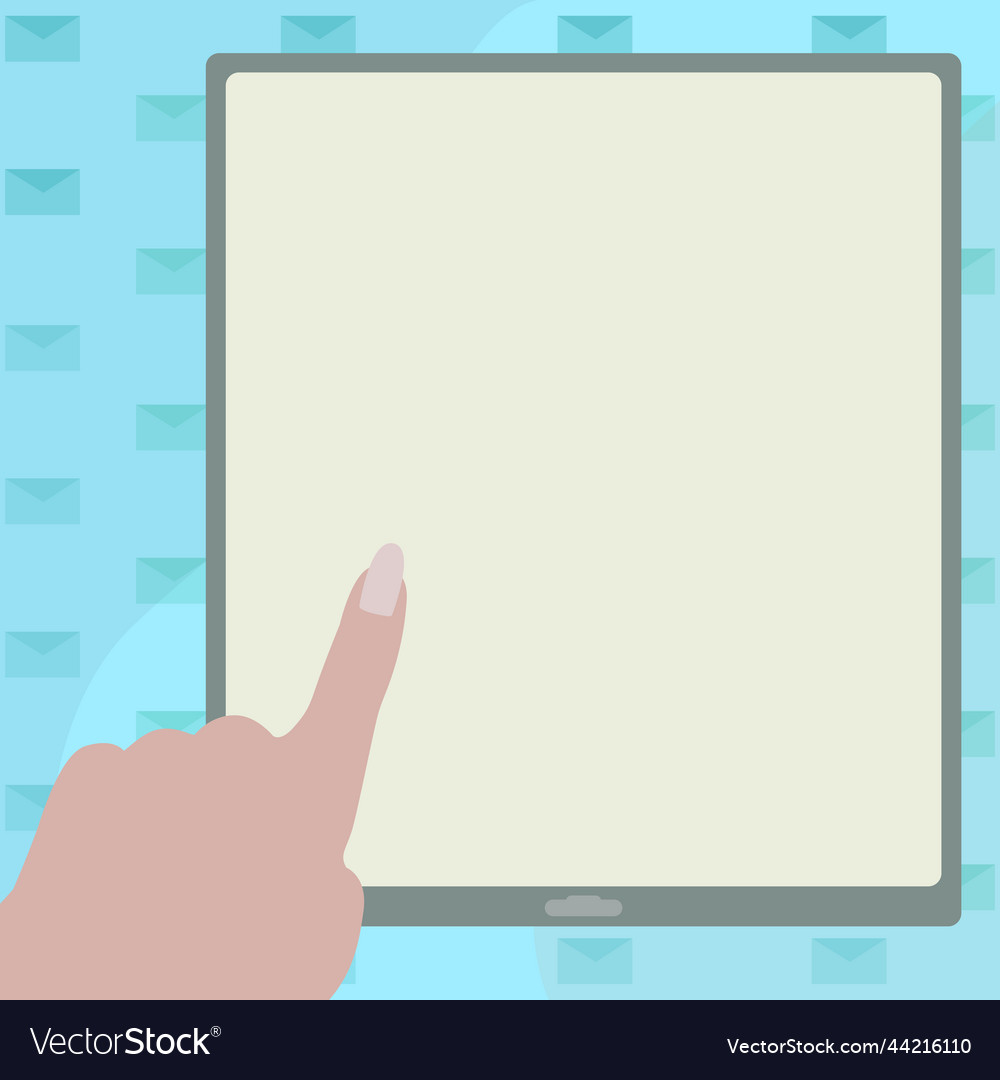 Pointing finger empty screen tablet representing Vector Image Pointing finger empty screen tablet representing