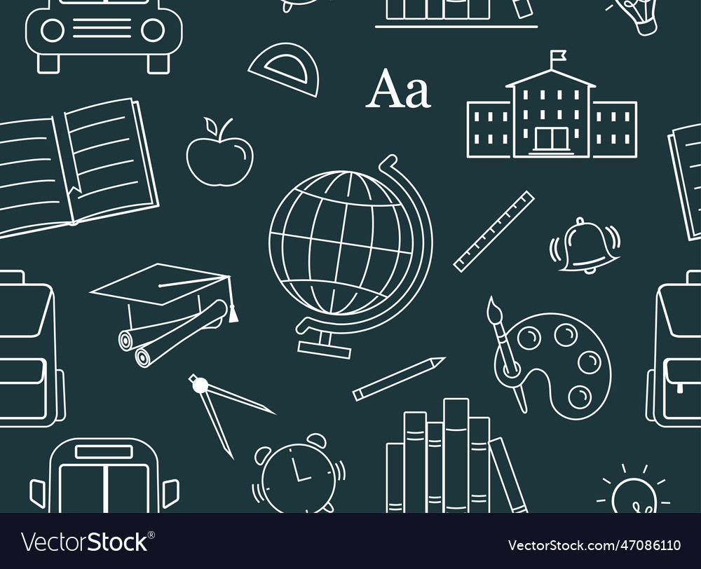 School icons seamless pattern Royalty Free Vector Image