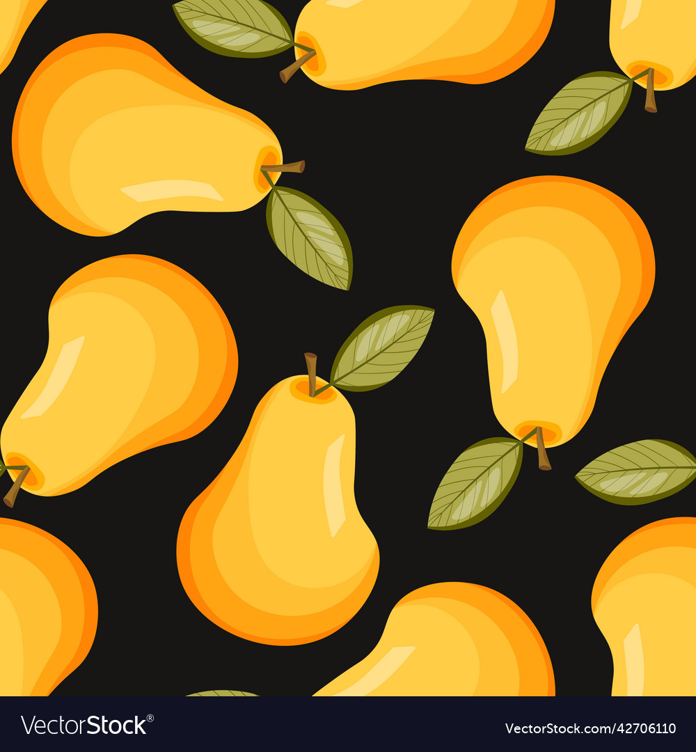 Seamless pattern with pear on black background vector image Seamless pattern with pear on black background