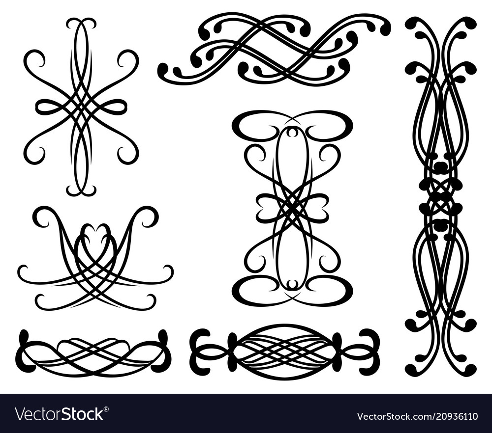 Set of vignettes and border eps10 vector image Set of vignettes and border eps10