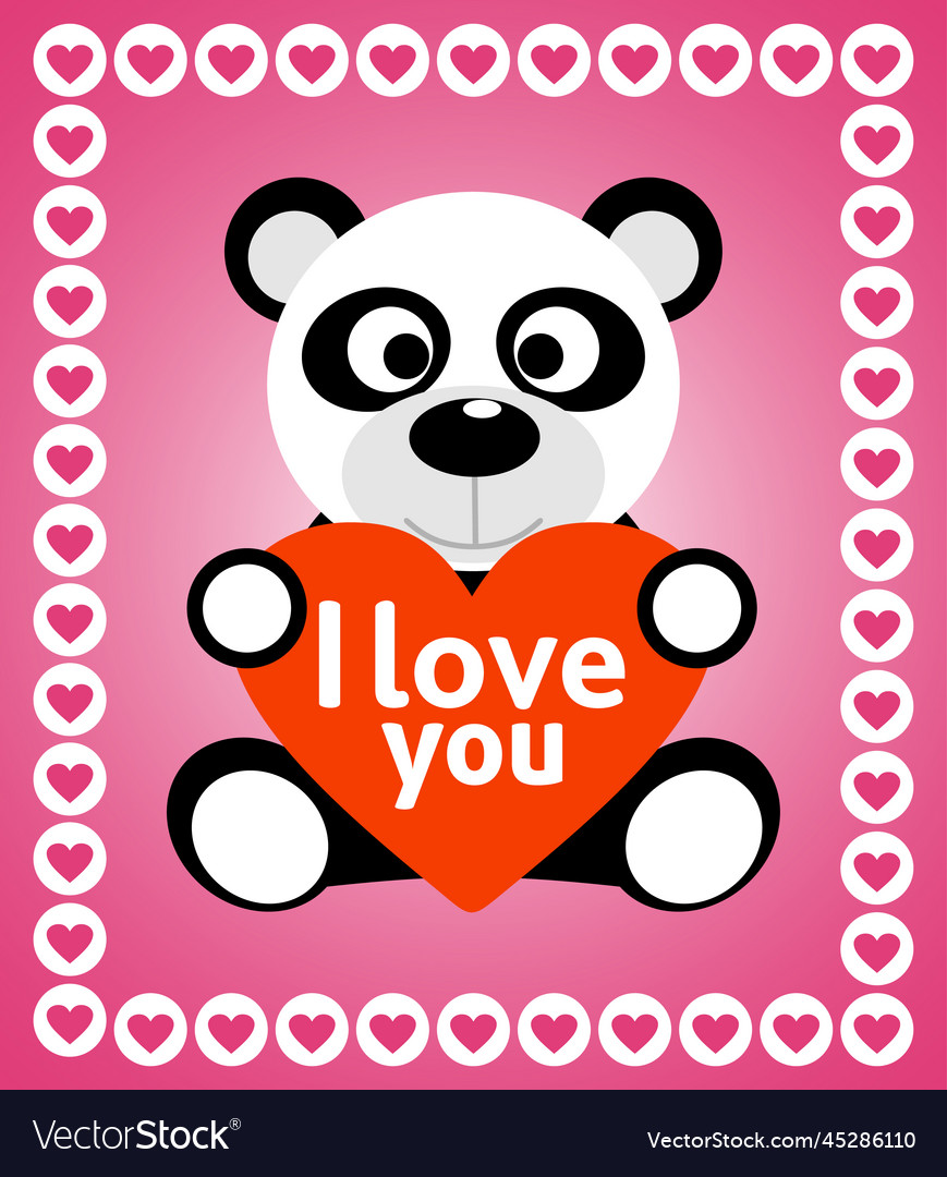 Valentines day background with panda