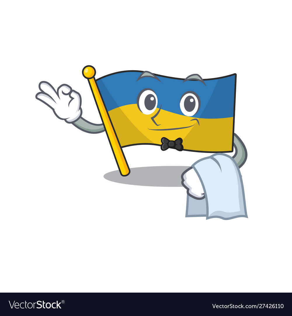 Waiter flag ukraine in character shape