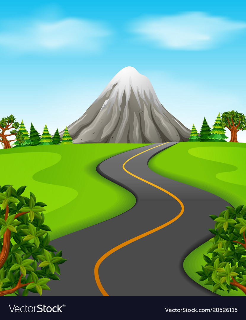 A road going to the mountain Royalty Free Vector Image