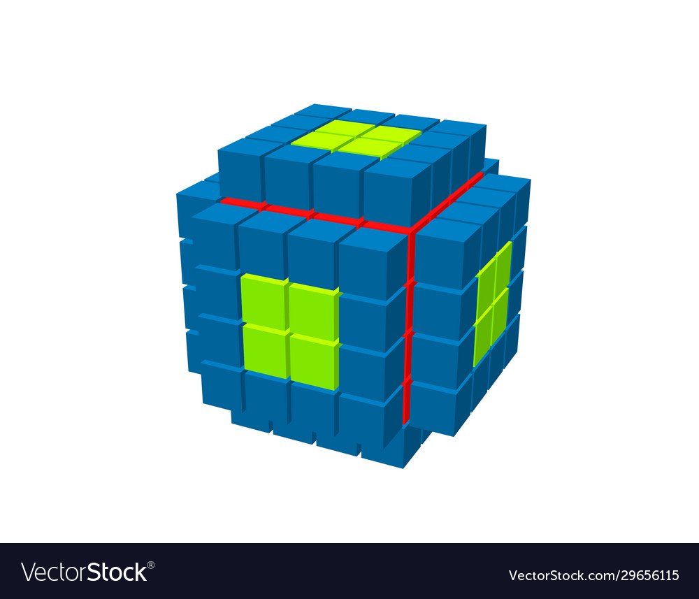 Abstract 3d cube from cubes isolated on white