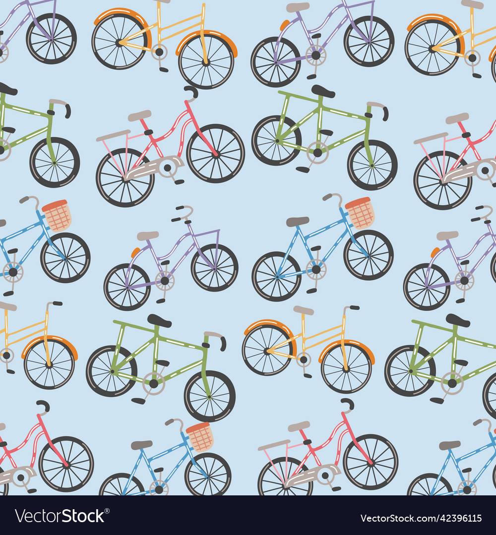 Bicycles vehicles pattern Royalty Free Vector Image