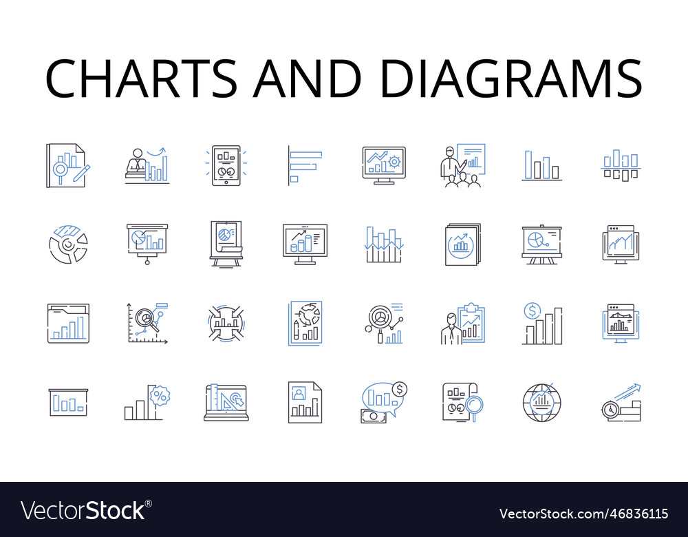 Charts and diagrams line icons collection numbers