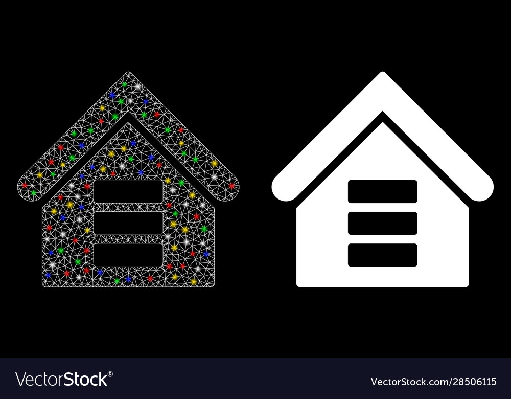 Flare mesh 2d data center building icon with vector image Flare mesh 2d data center building icon with