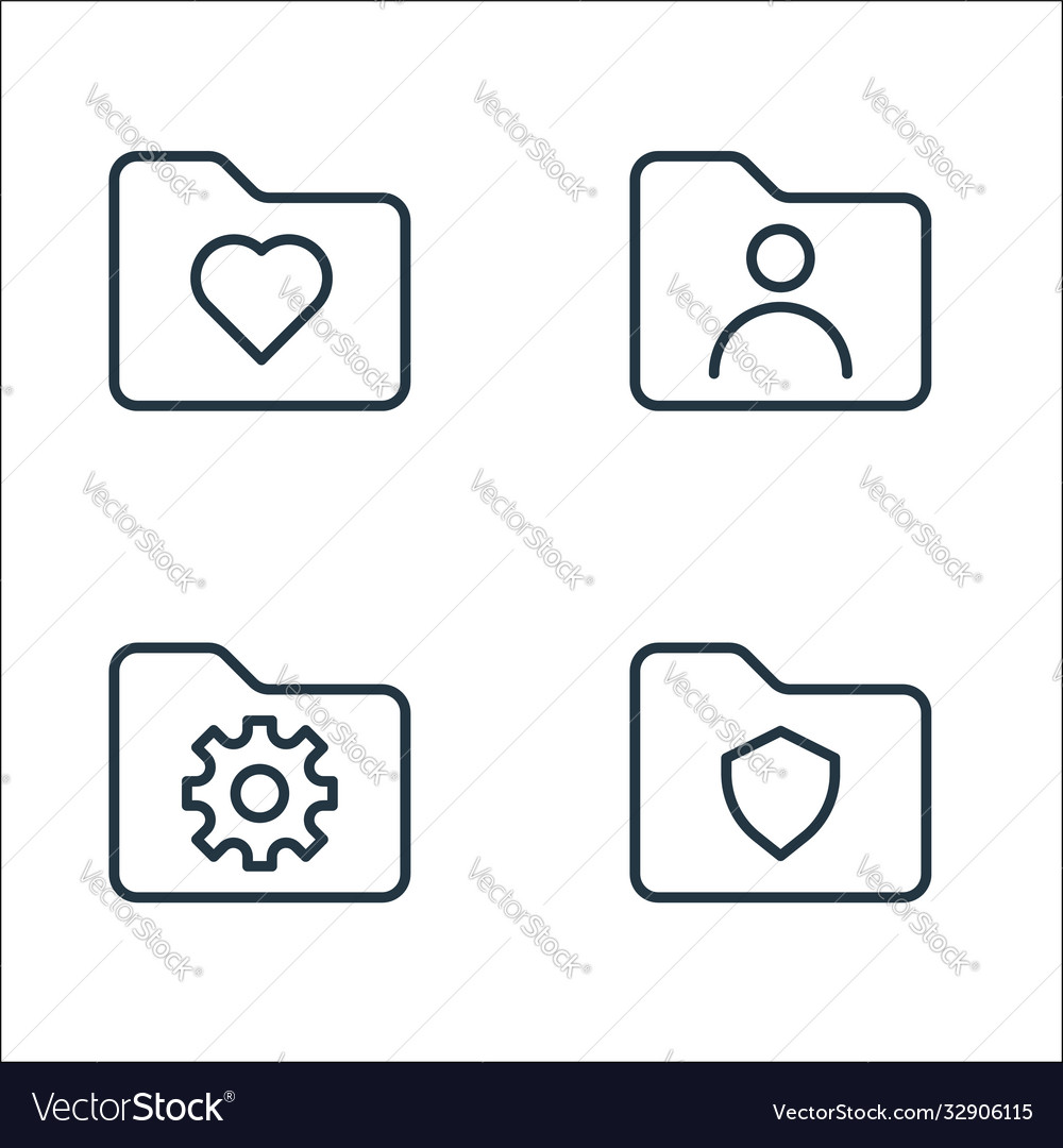Folder line icons linear set quality vector image Folder line icons linear set quality