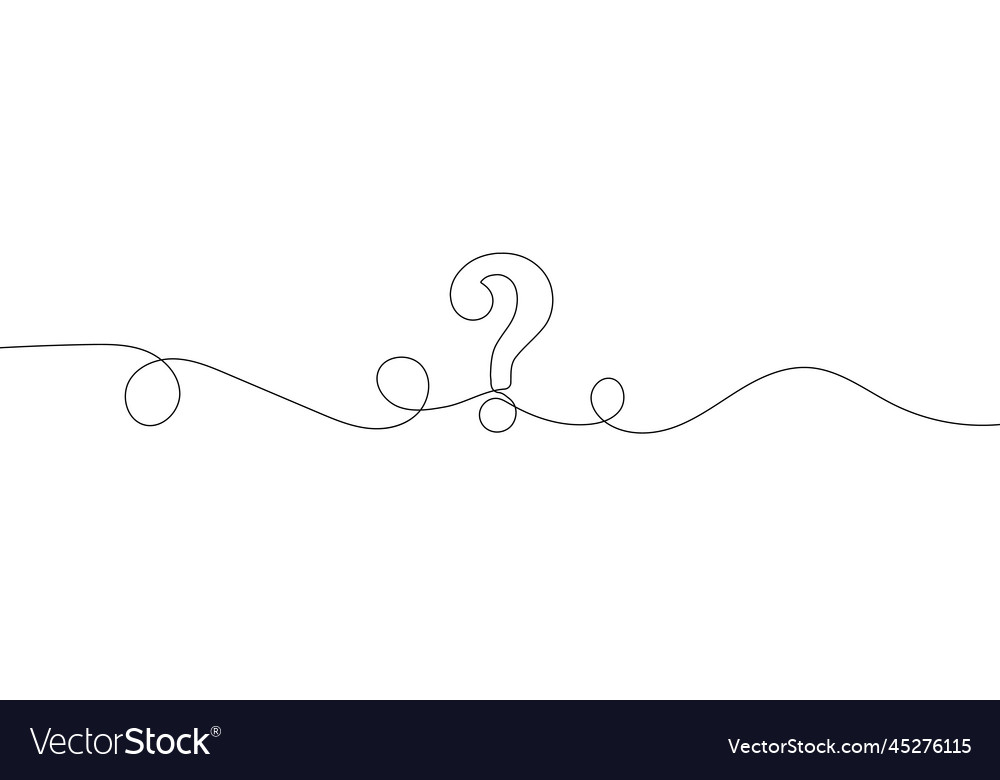 One continuous line drawing of question mark vector image One continuous line drawing of question mark