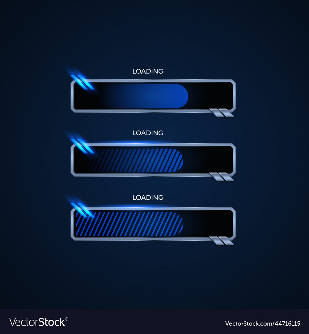 Progress and loading bar with lighting blue color vector image Progress and loading bar with lighting blue color