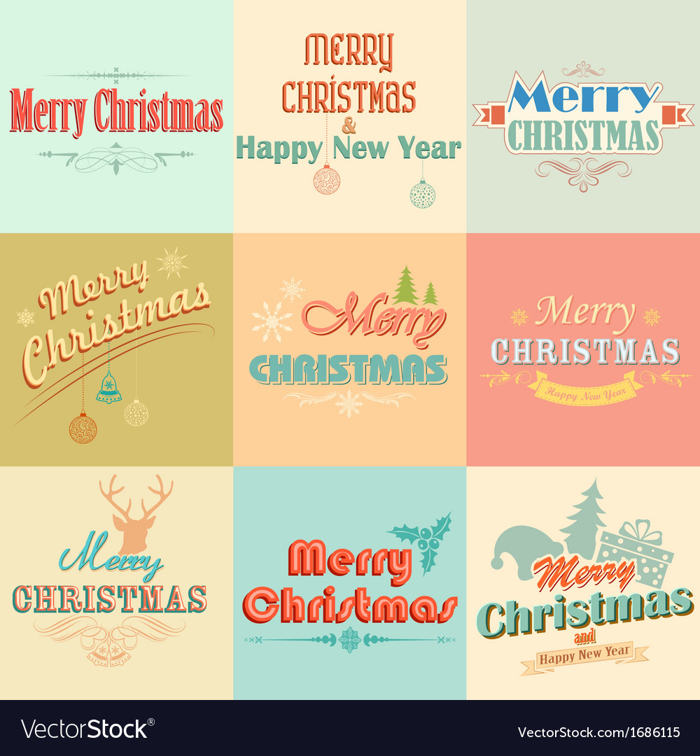 Retro vintage merry christmas labels