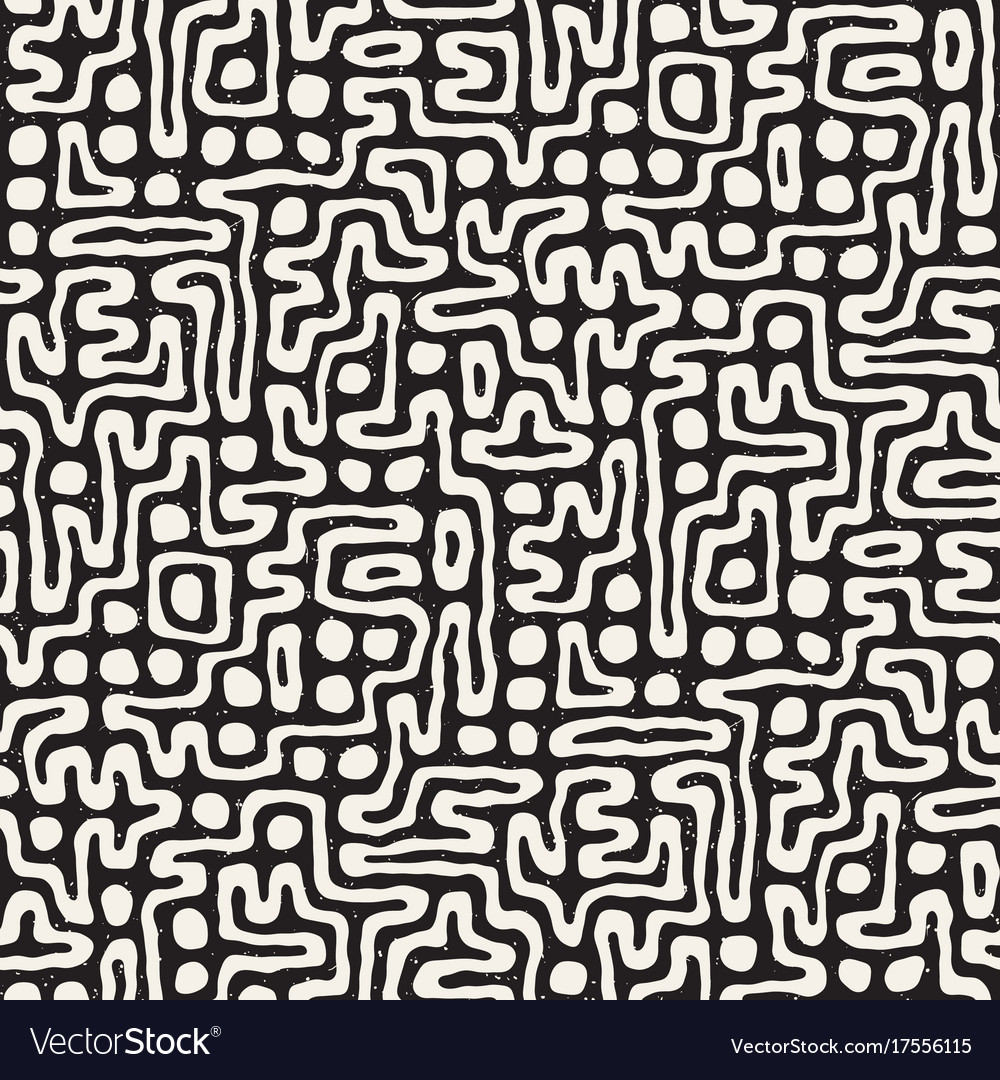 Seamless pattern with maze lines monochrome