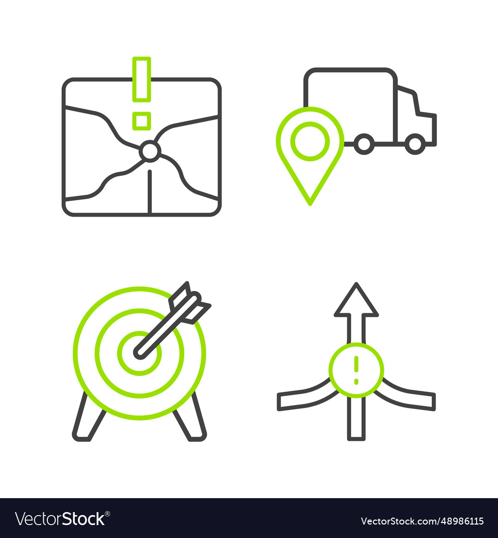 Set line arrow target delivery tracking vector image Set line arrow target delivery tracking