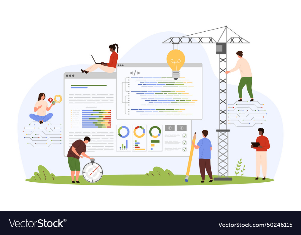 Softwarecode und Anwendungsentwicklung in Open vector image Softwarecode und Anwendungsentwicklung in Open