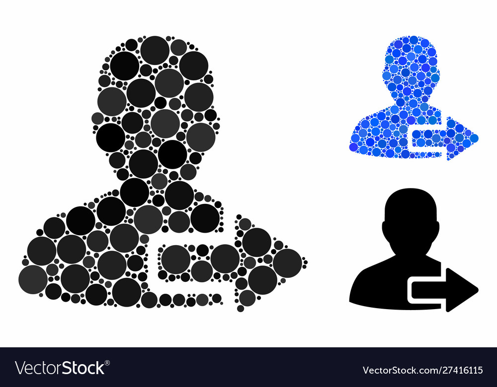 User logout arrow composition icon circle dots vector image User logout arrow composition icon circle dots