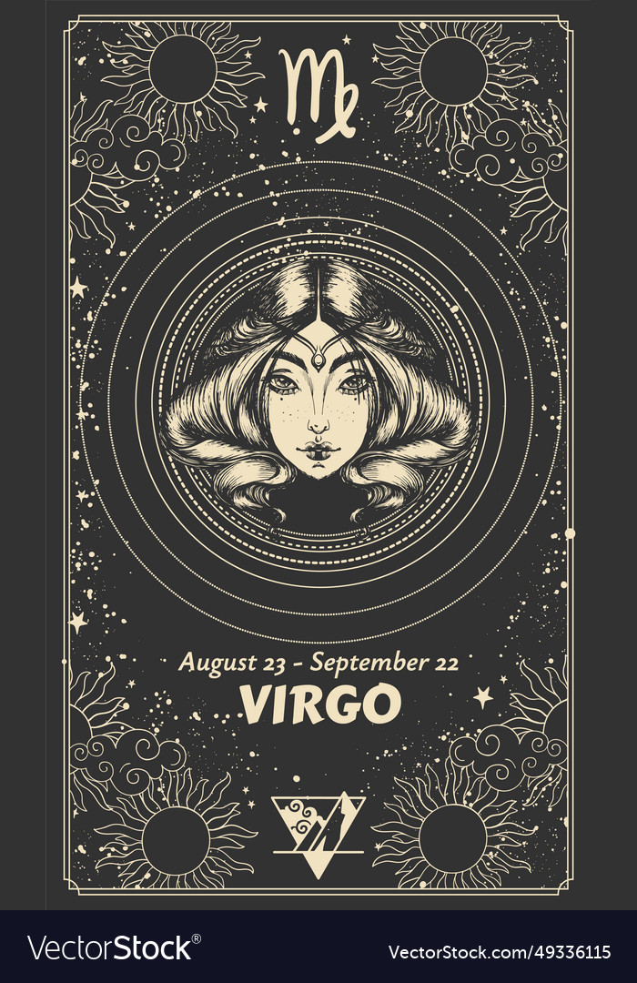 Virgo zodiac sign mystical horoscope card Vector Image