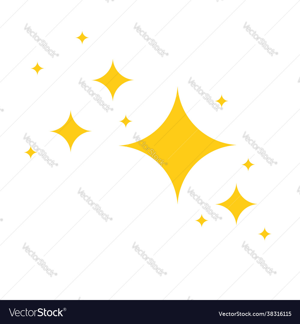 Yellow starry twinkles and sparkles isolated