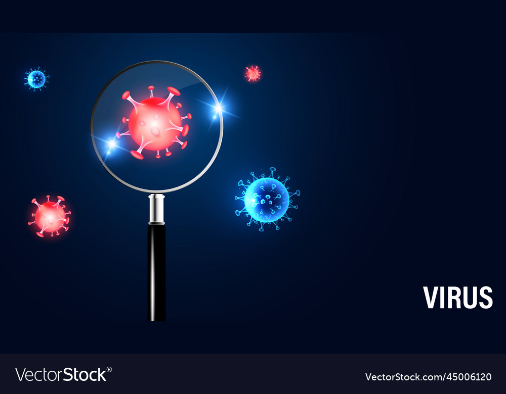 Abstract magnifying glass and virus concept Vector Image