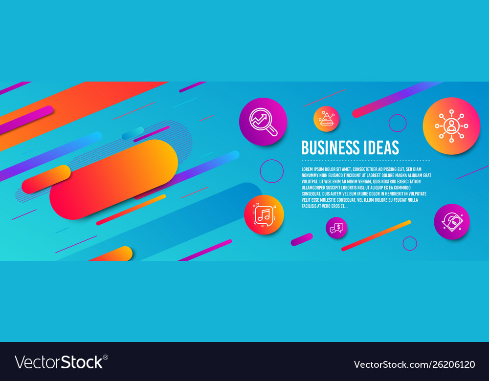 Analytics networking and musical note icons set vector image Analytics networking and musical note icons set
