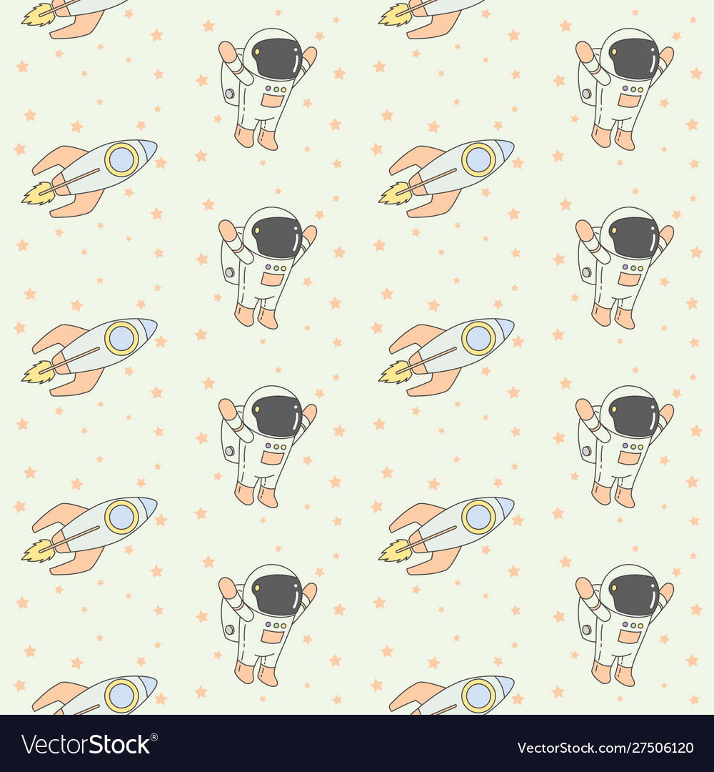 Astronaut rocket seamless pattern ready for print vector image Astronaut rocket seamless pattern ready for print