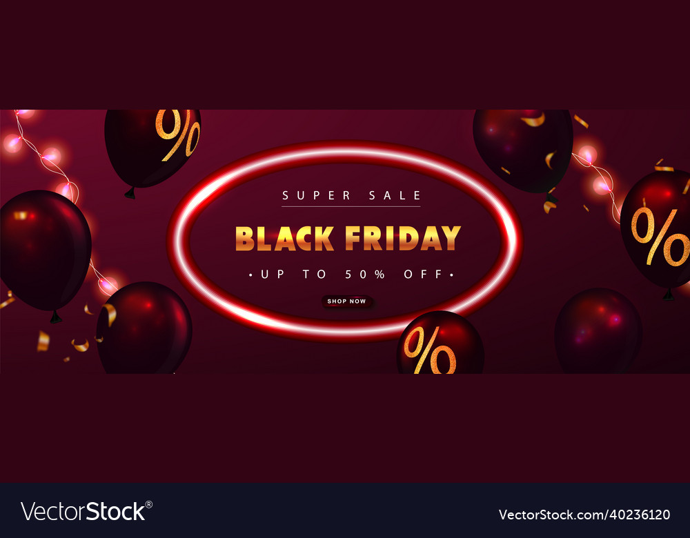 Black friday sale promotion poster with balloons