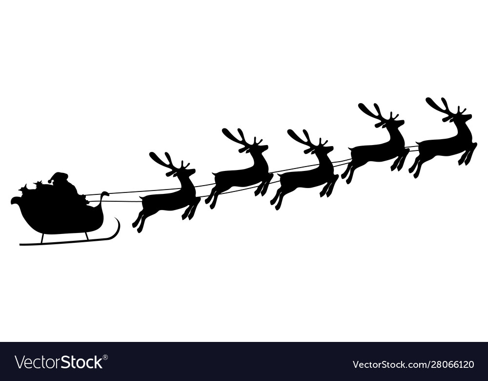 Christmas reindeers are carrying santa claus Vector Image