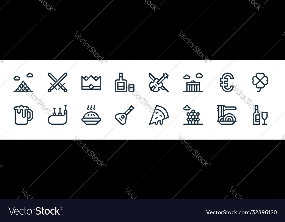 Europe line icons linear set quality