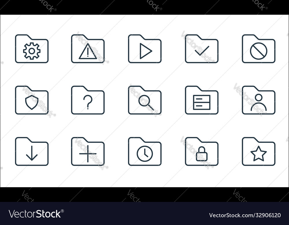 Folder line icons linear set quality vector image Folder line icons linear set quality