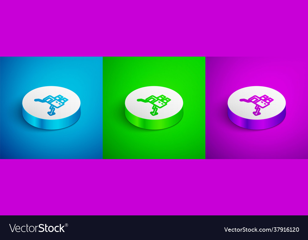 Isometric line shutdown factory icon isolated