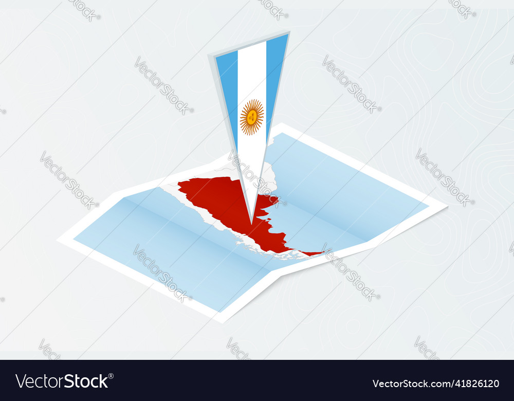 Isometric paper map of argentina with triangular