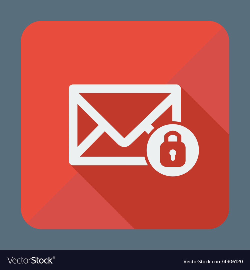 Mail icon envelope with padlock flat design
