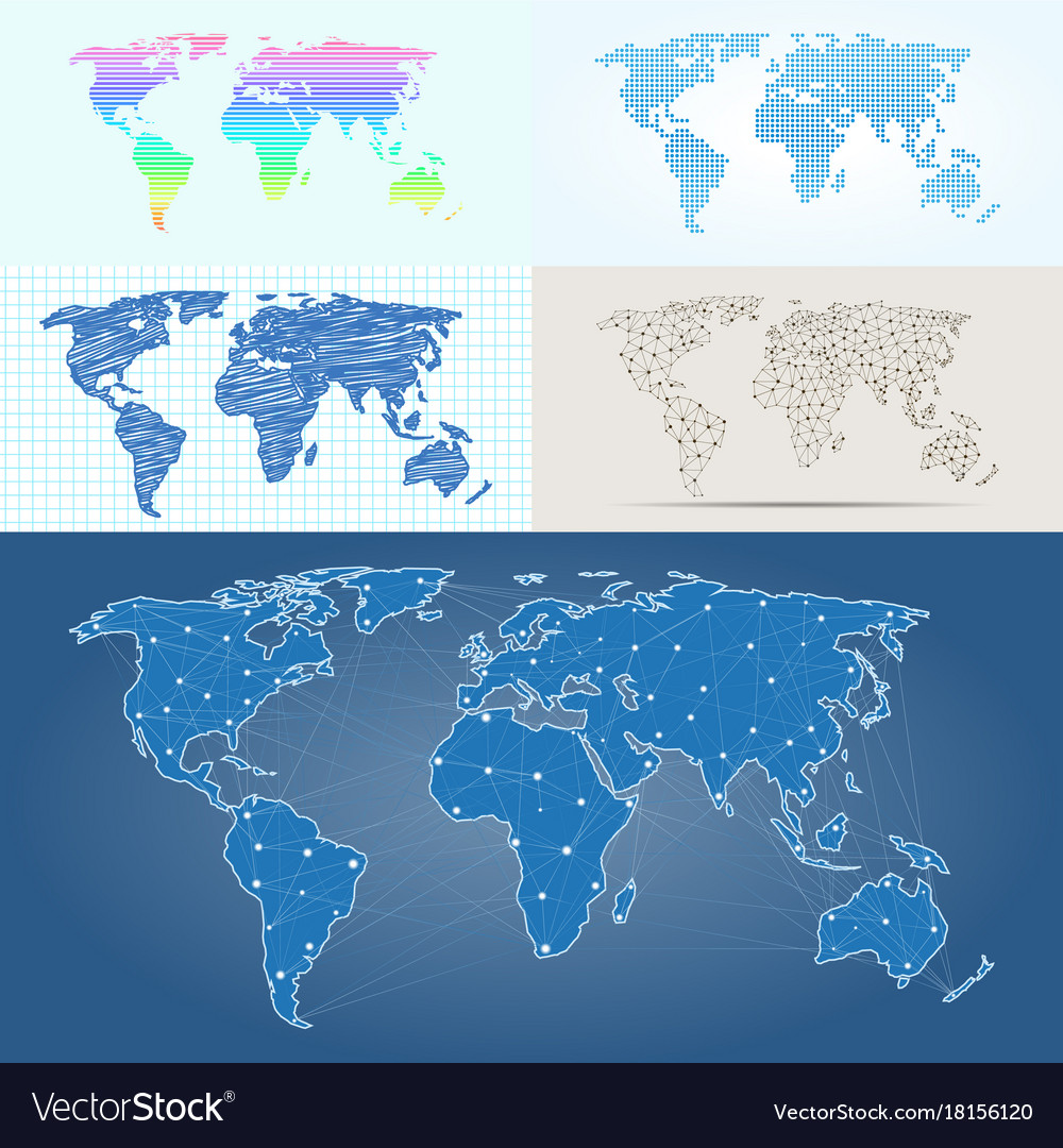 Maps globe earth contour outline silhouette world Vector Image