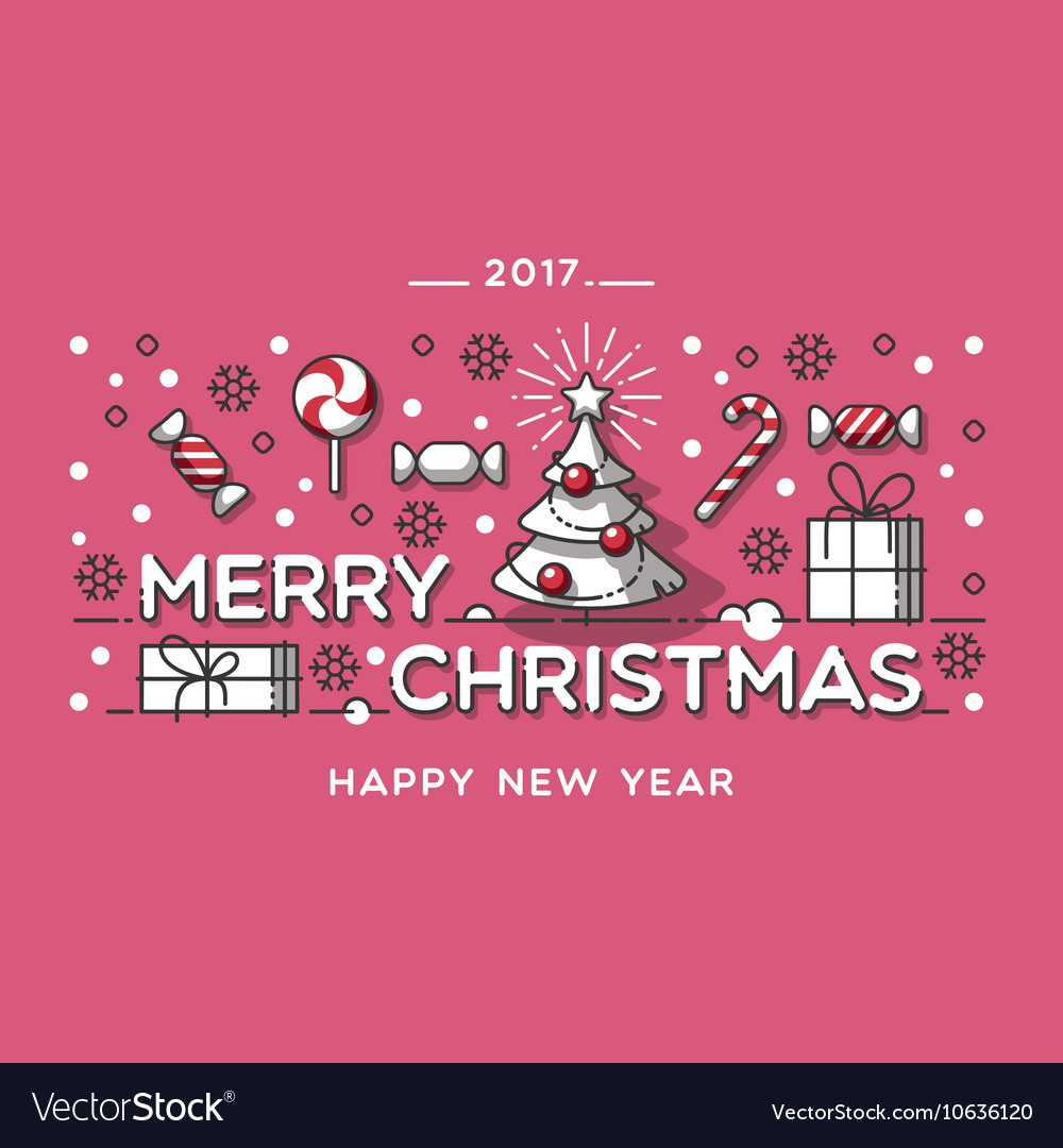 Merry christmas outline style design