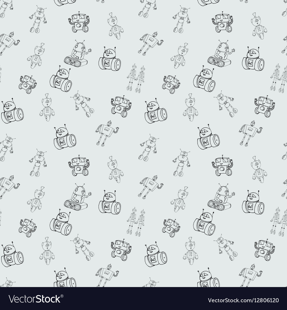 Robot doodles pattern