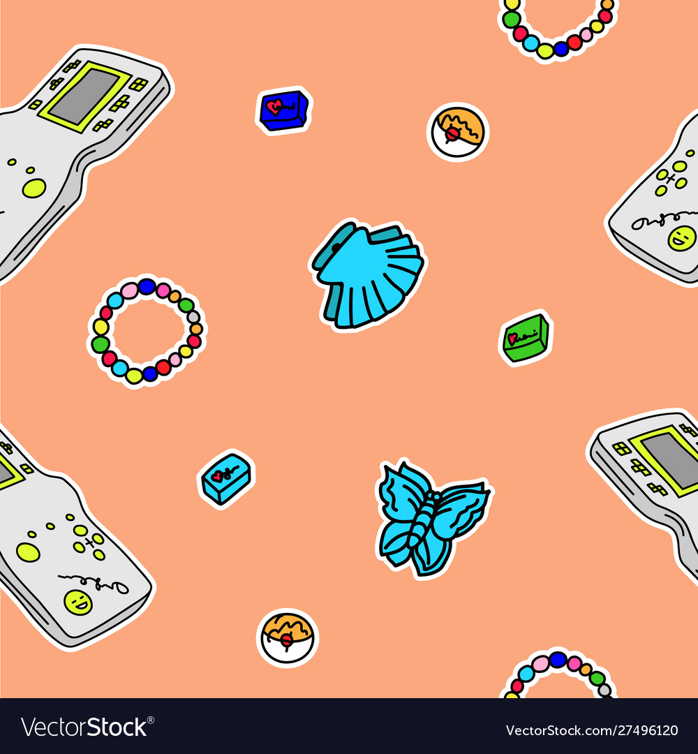 Seamless pattern a color set things from vector image Seamless pattern a color set things from