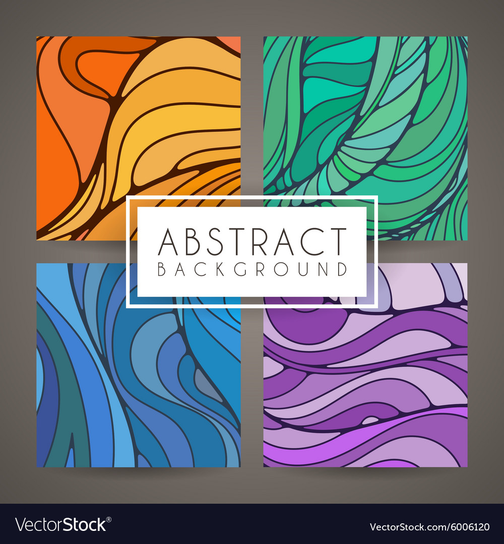 Set of four colorful intricate patterns