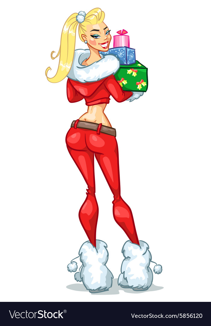 Sexy girl with christmas presents Royalty Free Vector Image