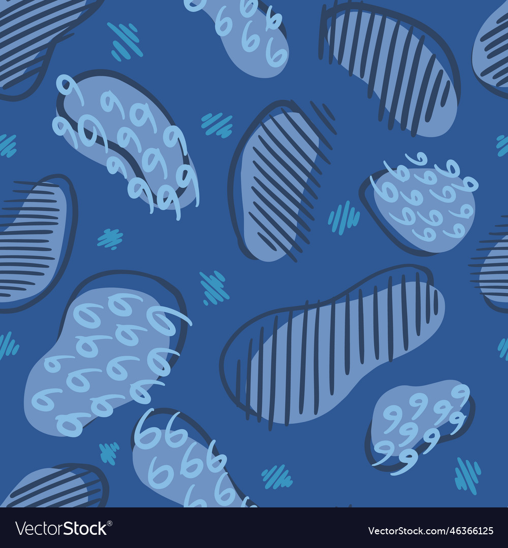 Abstract blue shades seamless pattern with bold