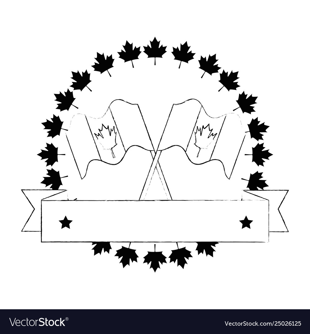 Canadian flags crossed icon