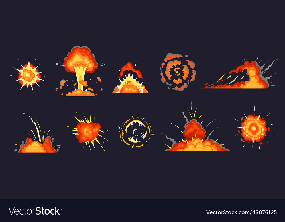 Cartoon explosion exploding bomb atomic explode