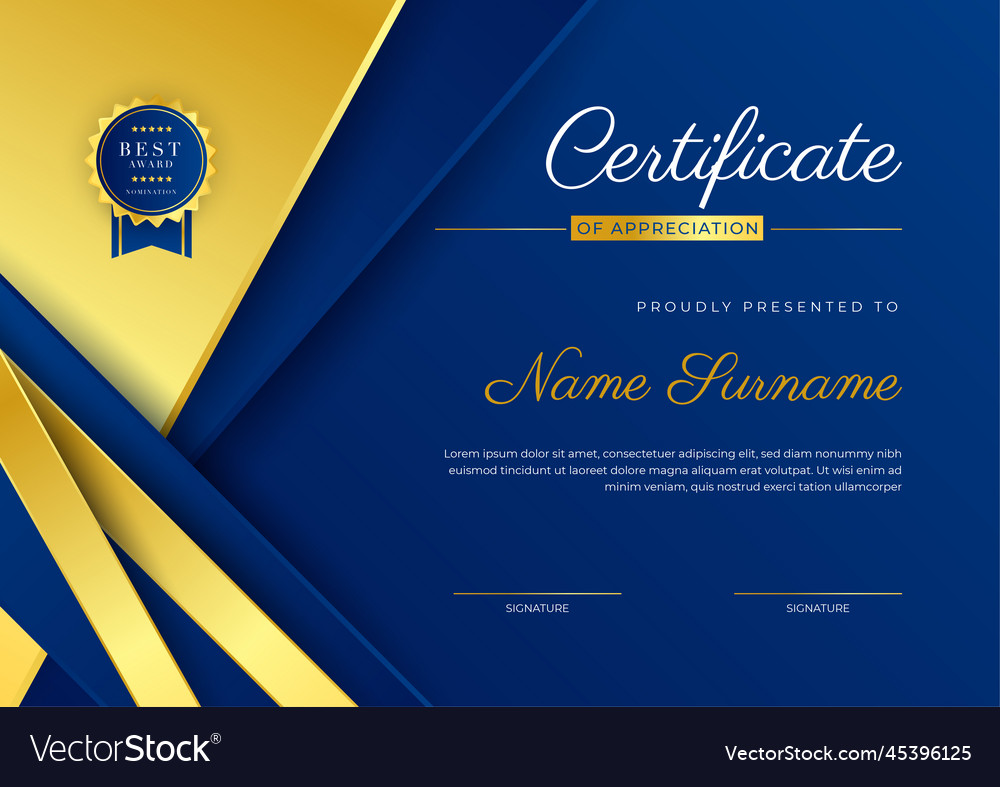 Certificate blue template with modern luxury Vector Image