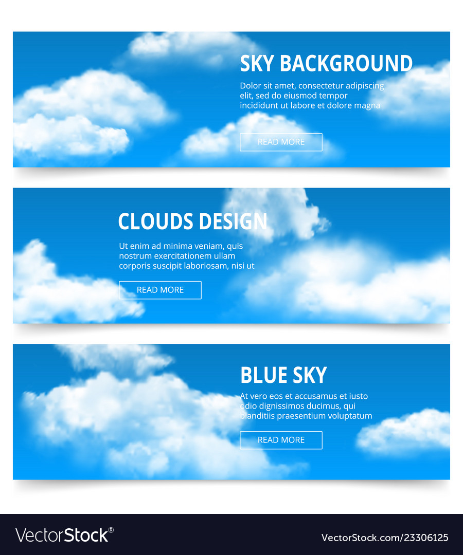 Cloudy sky banners realistic clouds weather vector image Cloudy sky banners realistic clouds weather