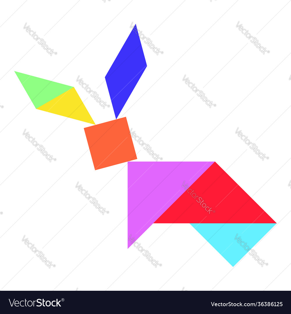 Tangram Rabbit Shape and Solution