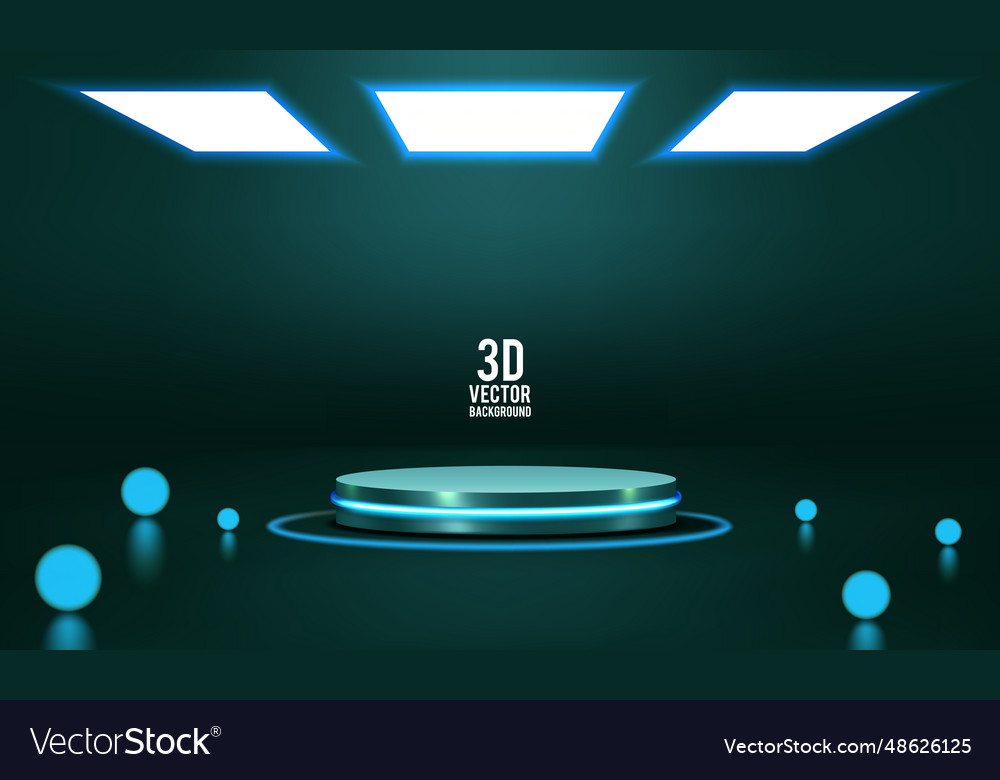 Cylinder podium with green neon lights