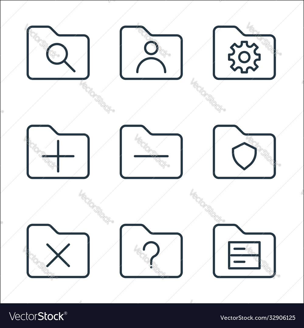Folder line icons linear set quality vector image Folder line icons linear set quality
